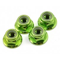 Traxxas 4mm Aluminum Flanged Serrated Nuts (Green) - 1747G